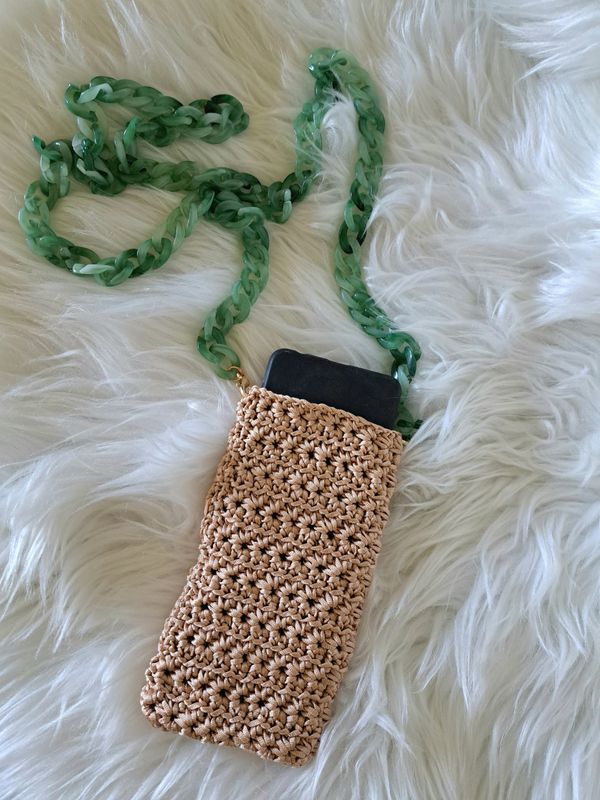 Pochette bandoulière couleur beige pour téléphone portable