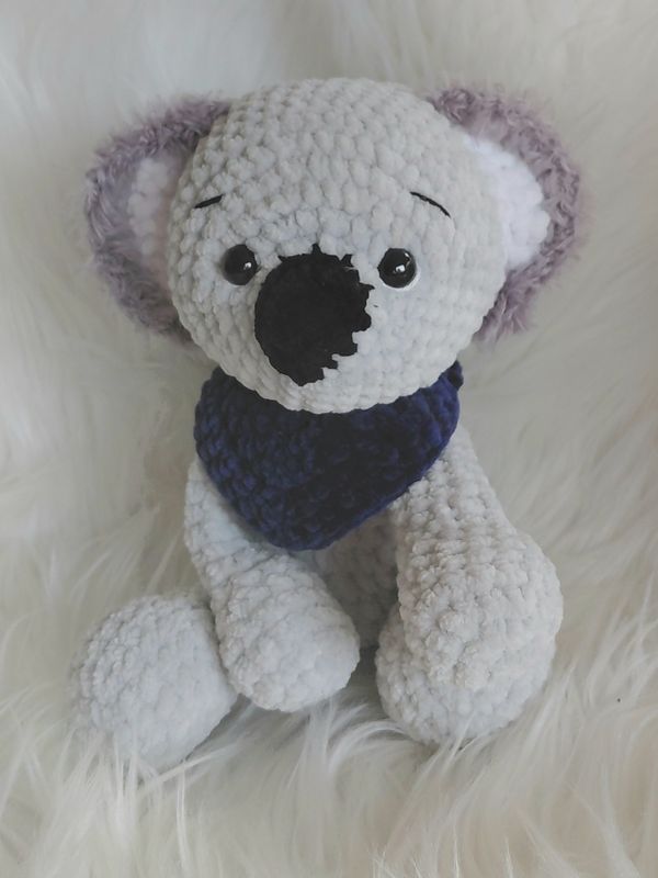 Koala gris en fil velours