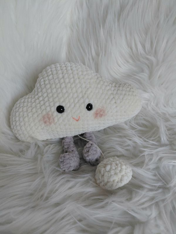 Nuage blanc boite à musique crocheté en fil de velours