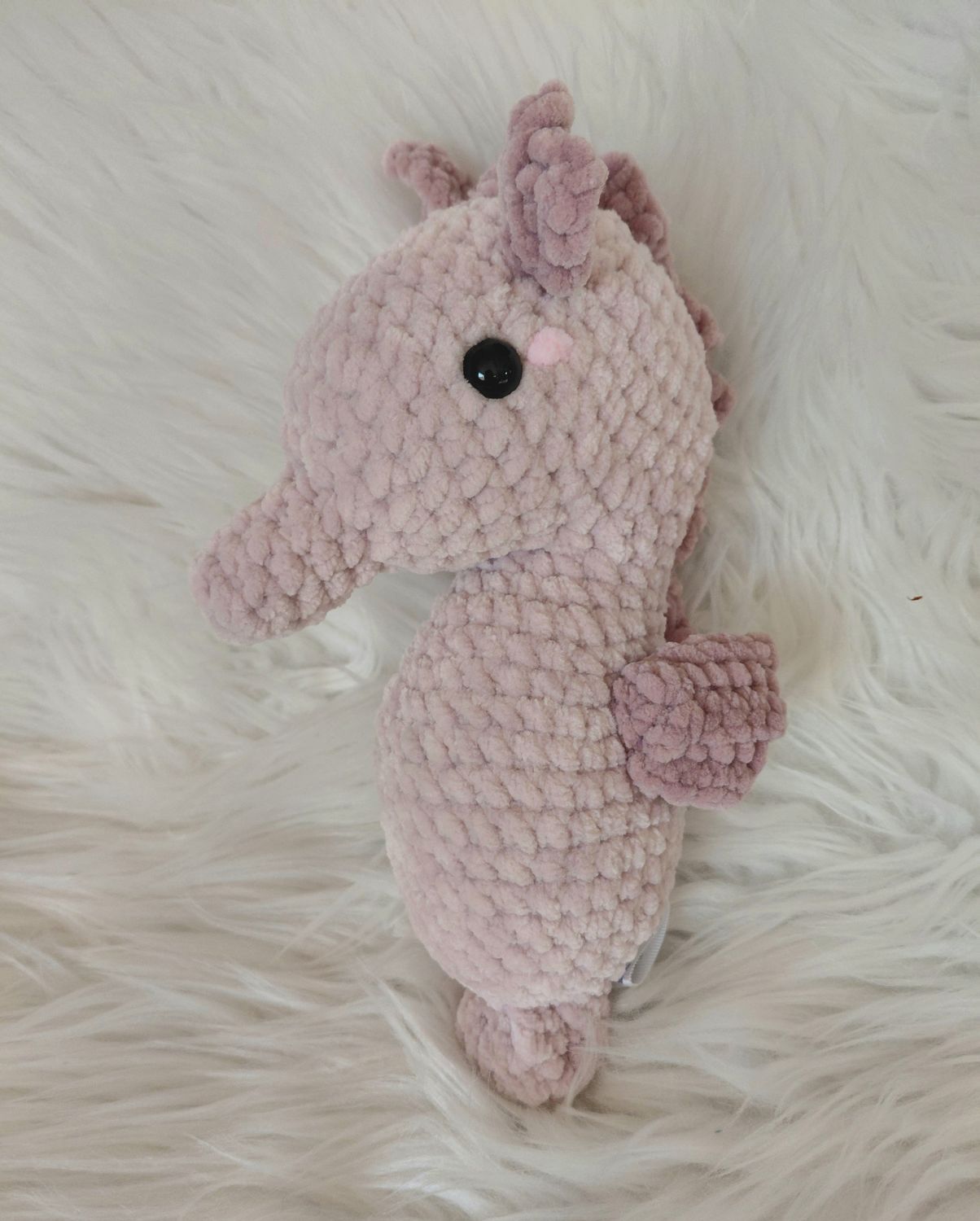 Poisson Poisson "Hippocampe" crocheté en fil de velours