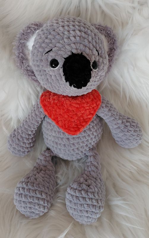 Koala gris en fil velours