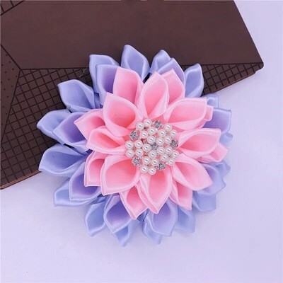 Blue and Pink Ribbon Brooch
