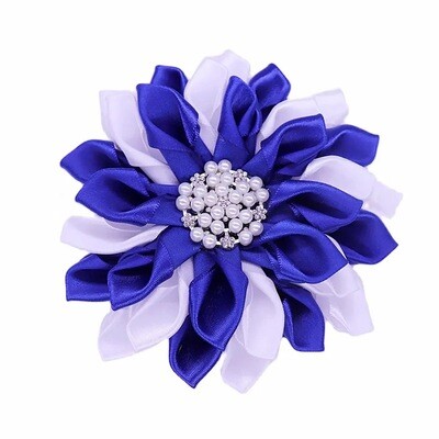 Blue and White Ribbon Brooch
