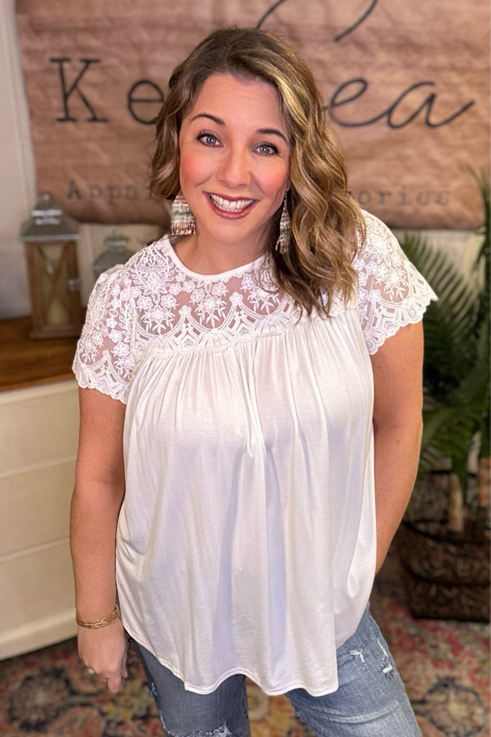 Ivory Lace Panel Blouse