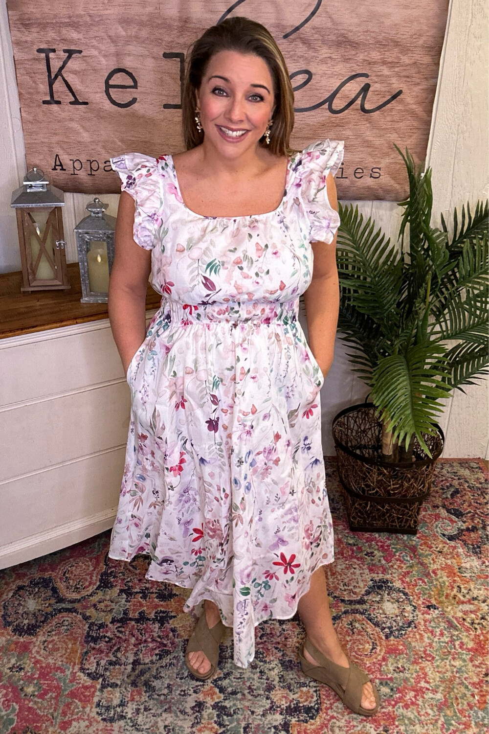 Spring Floral Watercolor Dress