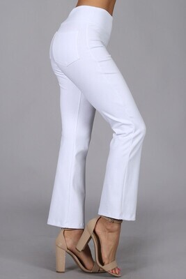 White Cropped Bell Flare Pant
