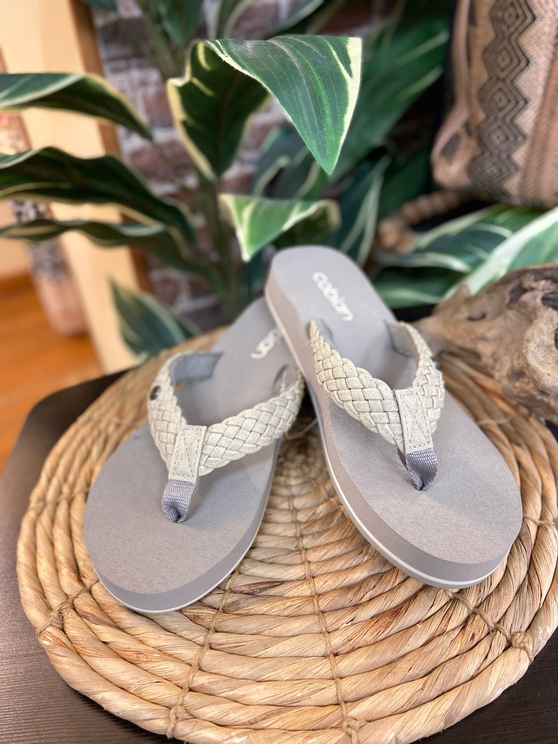 Cobian USA Cream Braided Bounce Flip Flop