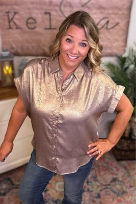 Antique Gold Metallic Satin Blouse