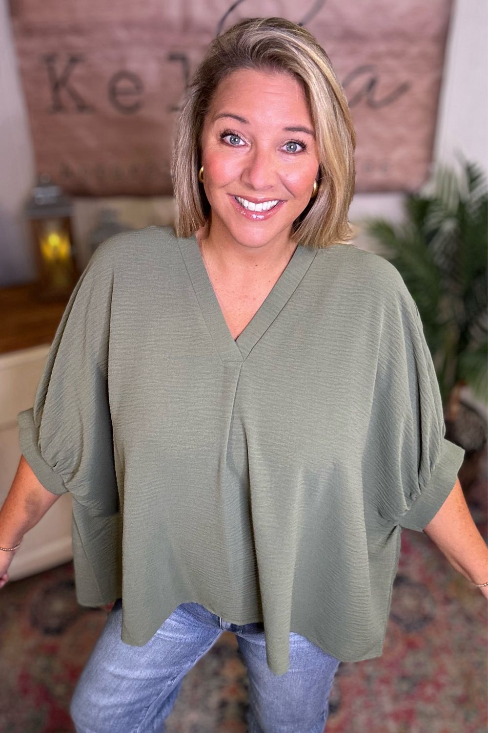 Zenana Olive Airflow Boxy Top