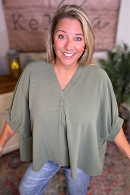 Zenana Olive Airflow Boxy Top