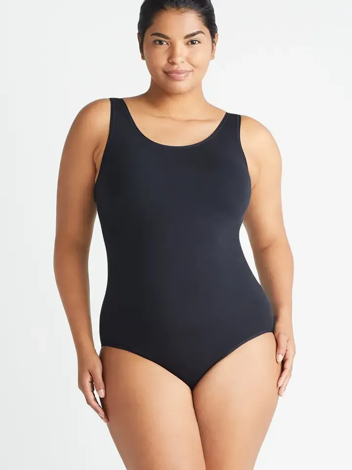 Black Sleeveless Full Back Bodysuit