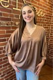 Mocha Satin Dolman Blouse