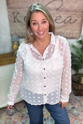 Eggshell Swiss Dot Blouse