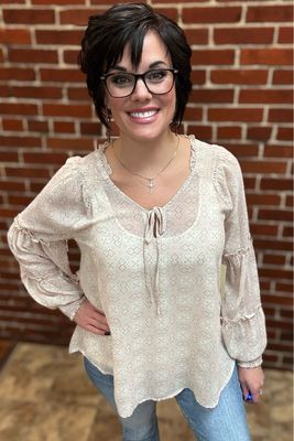 Bisque Antique Floral Blouse