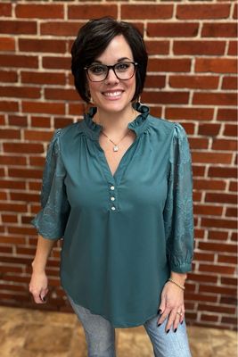 Pine Floral Sleeve Blouse