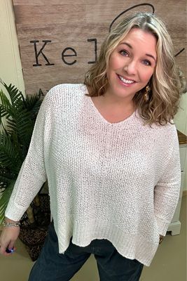 Ivory Loose Weave Dolman Sweater