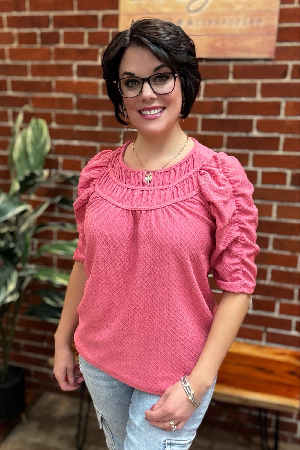 Shirring Textured Top