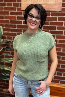 Light Olive Short Sleeved Sweater