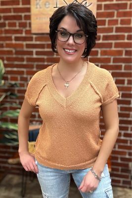 Light Sienna Exposed Seam Sweater