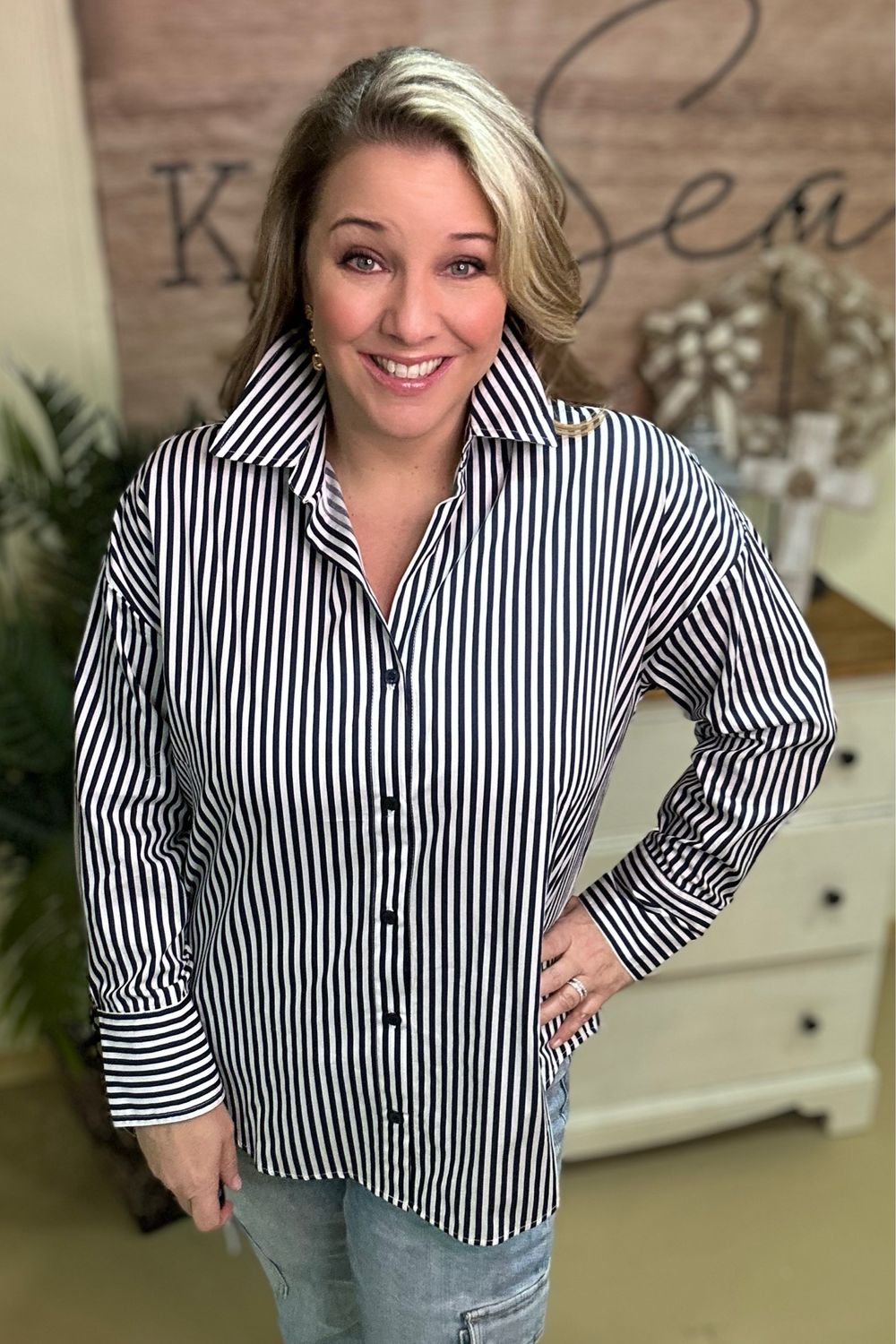 Nautical Stripe Button Down