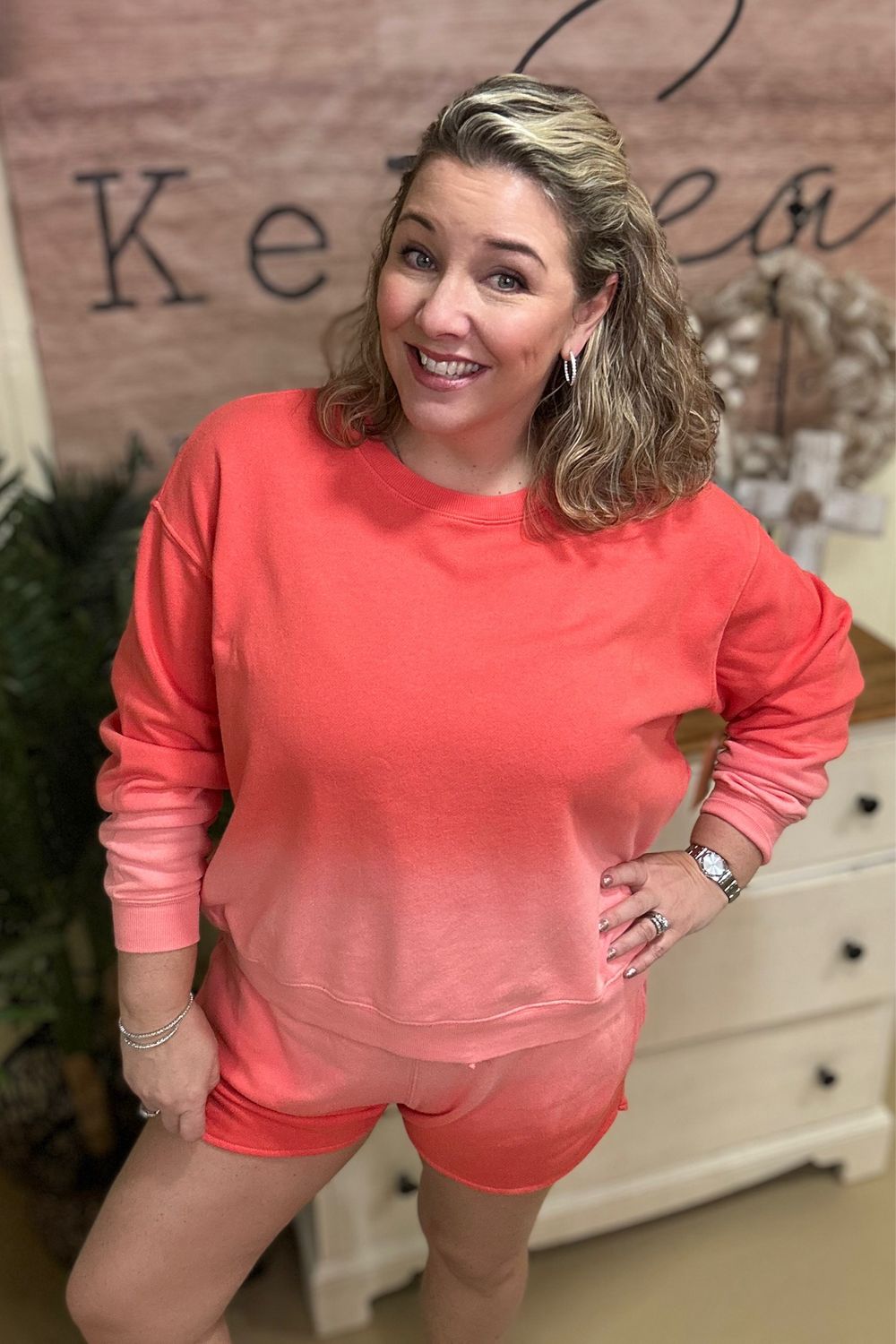 Deep Coral Ombre Pullover