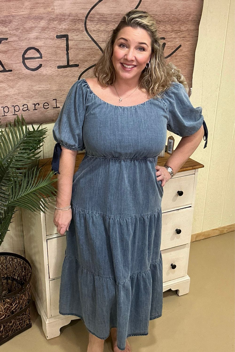 Denim Prairie Midi Dress