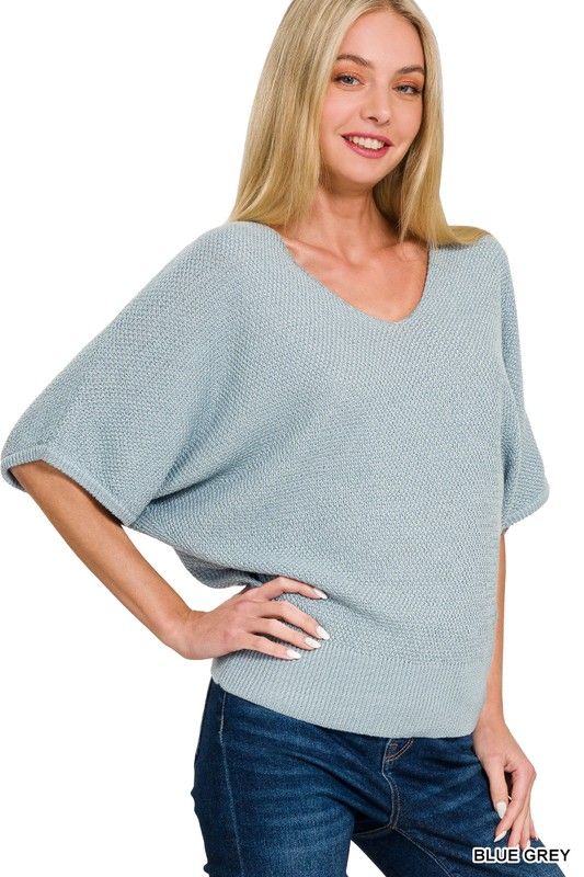 Textured Knit Short Sleeve Sweater