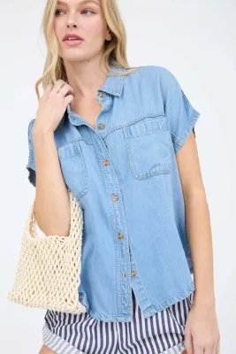 Chambray Button Down Top