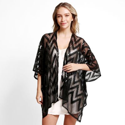Zig Zag Sequin Kimono Cover Up