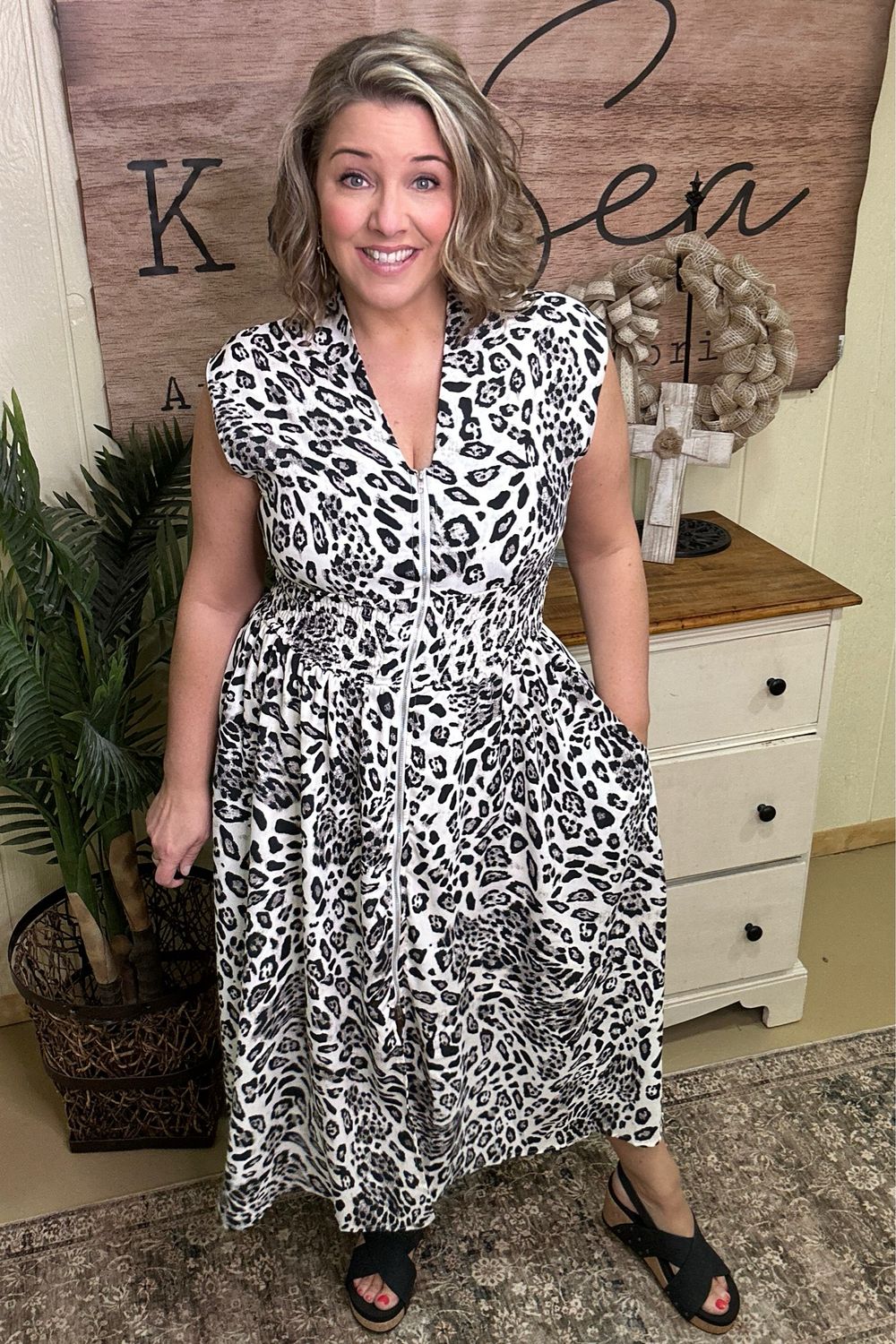 Ash Animal Print Zip Front Dress