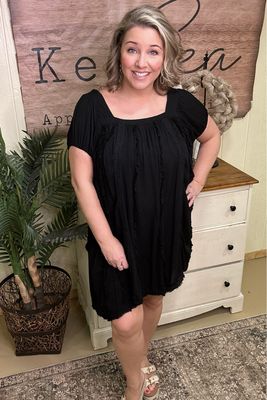 Black Flowy Lace Detail Cover-Up/Dress