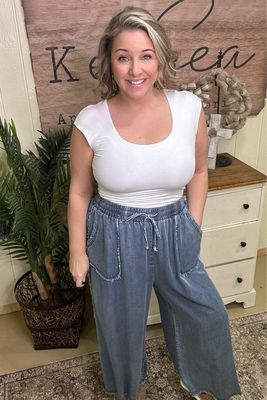 Denim Tencel Flow Drawstring Pant