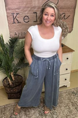 Denim Tencel Flow Drawstring Pant