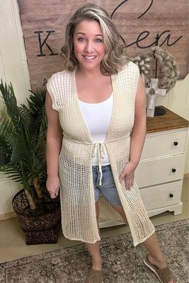 Natural Fish Net Crochet Cover Up