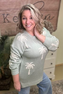 Mint Palm Oversized Summer Sweater