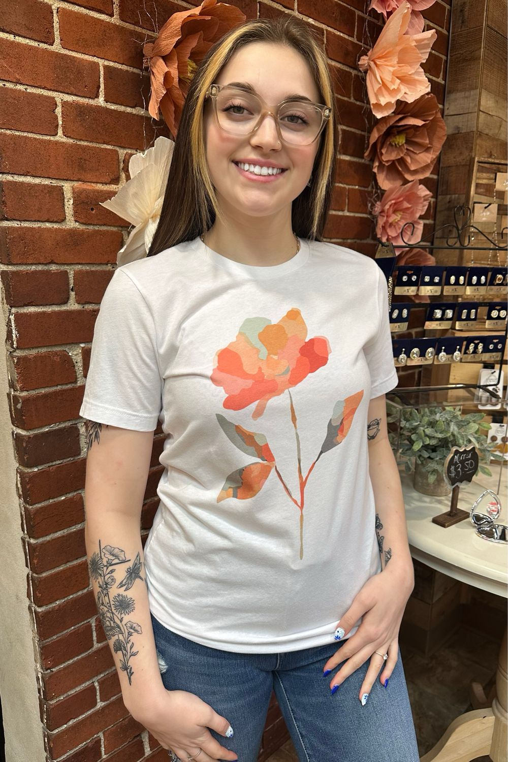 White Mosaic Flower Tee