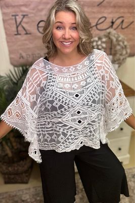 White Crochet Lace Poncho