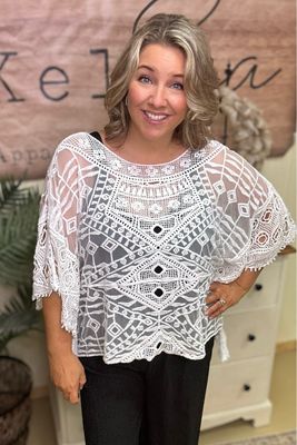 White Crochet Lace Poncho