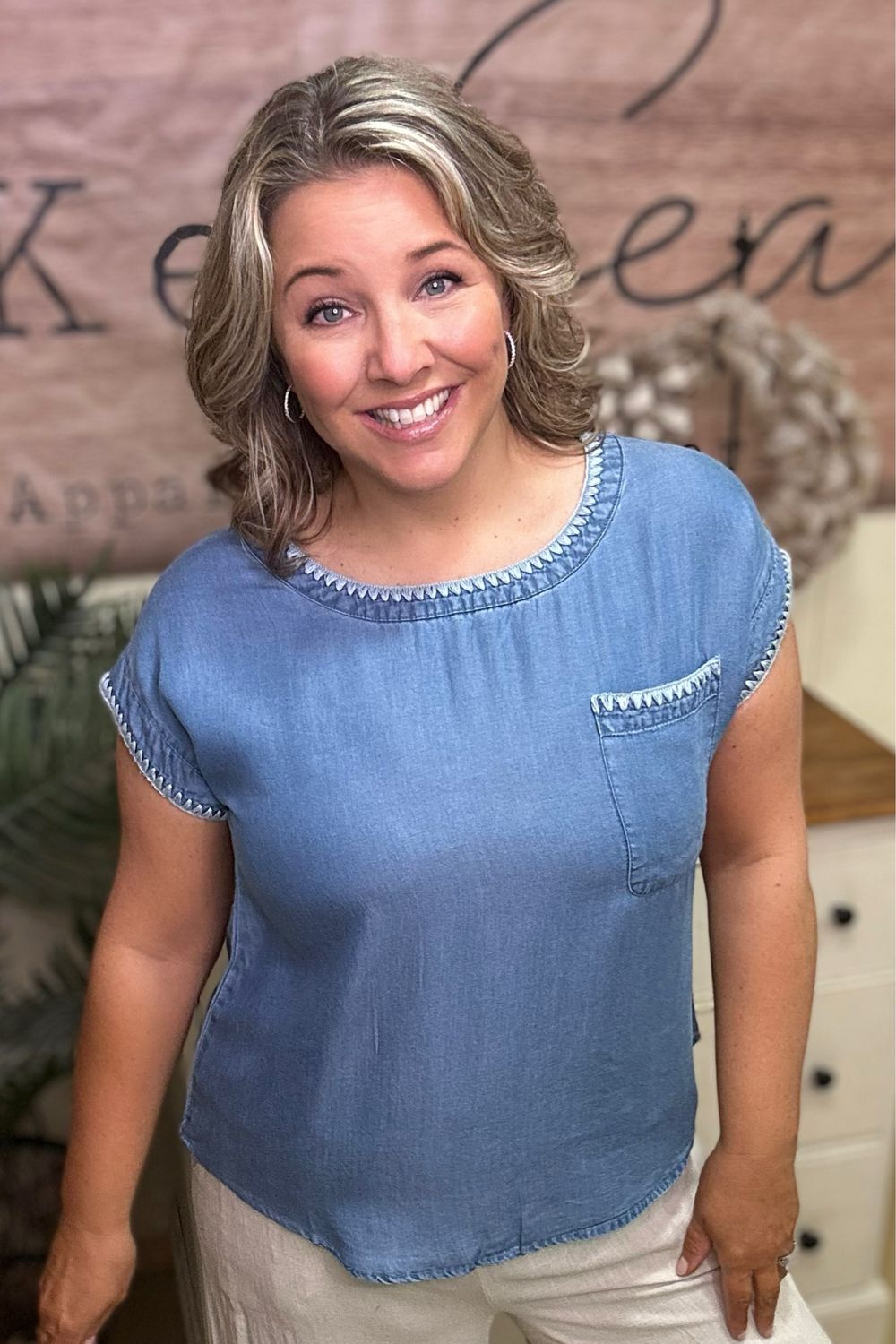 Whipstitch Chambray Tee