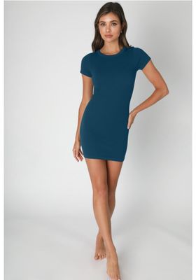 NikiBiki Blue Opal Ribbed Body Con Dress