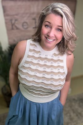 Tan &amp; Cream Wave Sweater Vest