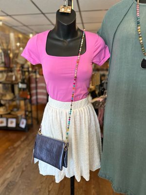 White Textured Bubble Skirt
