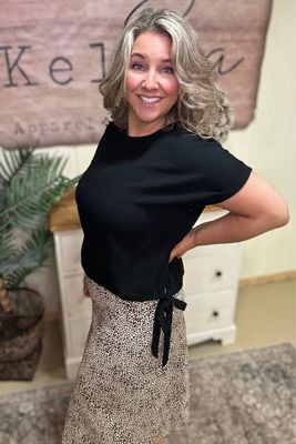 Black Side Tie Blouse