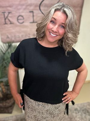 Black Side Tie Blouse