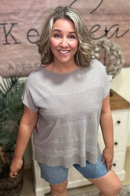 Cool Taupe Thin Knit Sweater