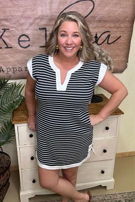 Nautical Navy Striped Shift Dress