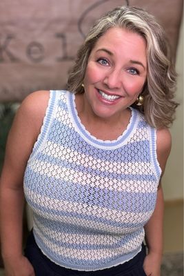 Blue Crochet Scalloped Tank