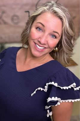 Navy Gauze Ruffled Top