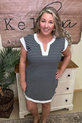 Nautical Navy Striped Shift Dress