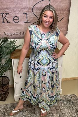 Mint Abstract Sea Goddess Dress